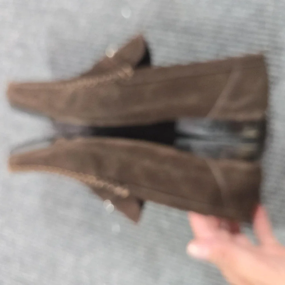 Salvatore Ferragamo Shoes Mens 44D 11 Brown Suede Moc Toe Casual Loafers Italy
